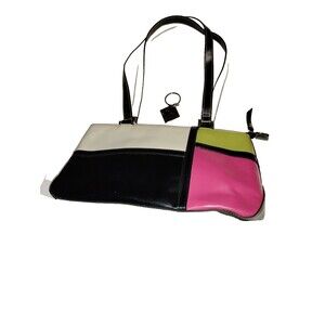 Minicci 90's minimalist black white pink green bag VTG 60's Mod look Groovy baby